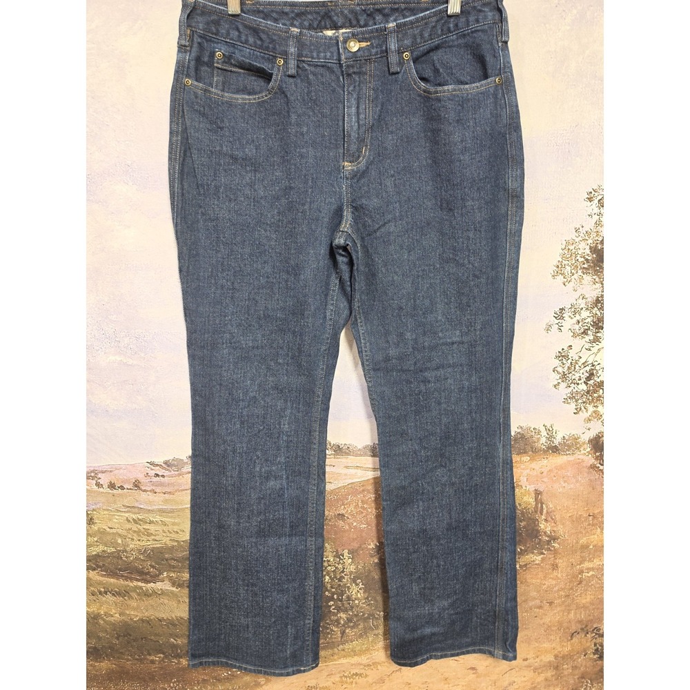 Duluth Trading Co Jeans Womens 14x33 Dark Wash Mid Rise Straight Stretch Denim - Picture 4 of 9